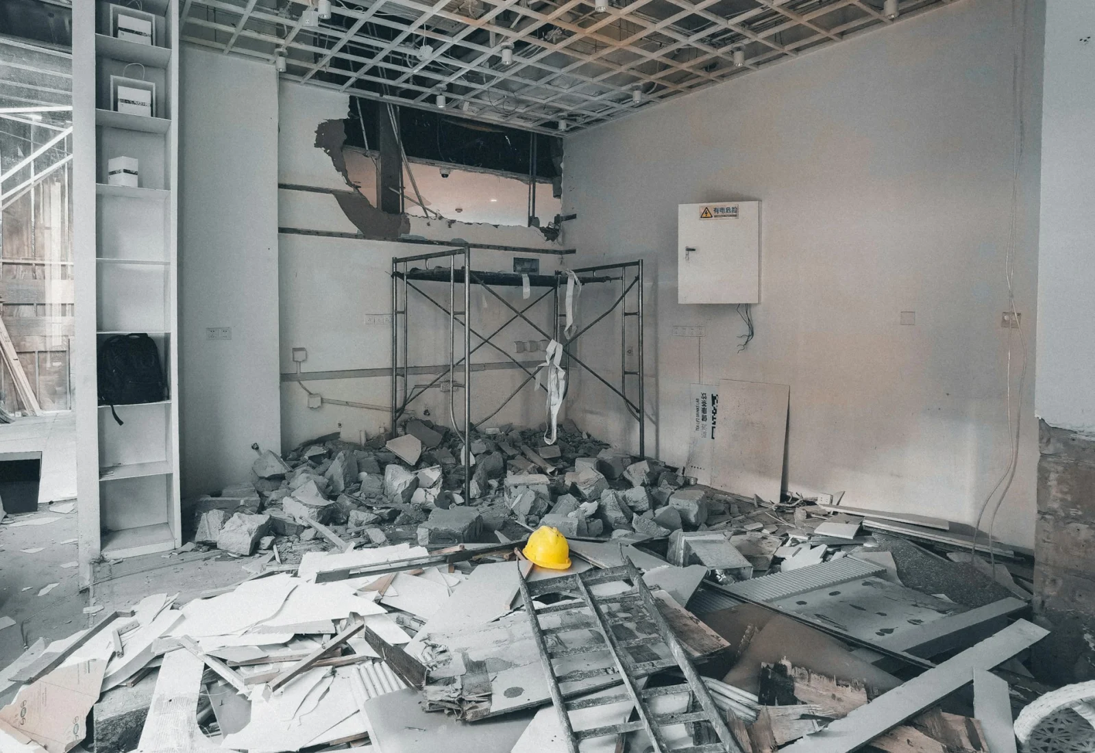 Office unit stripped back to the shell during a commercial interior demolition